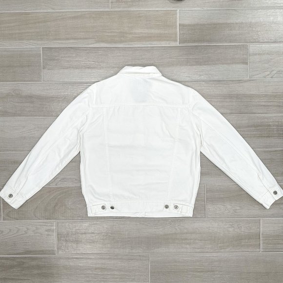 Anthropologie Pilcro Oversized Denim Jean Boyfriend Jacket in Off-White Size M - Picture 5 of 15